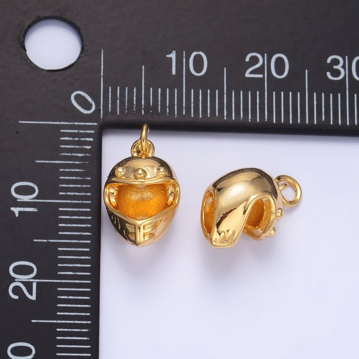 24K Gold Filled Motorcycle Helmet Multidimensional 3D Charm