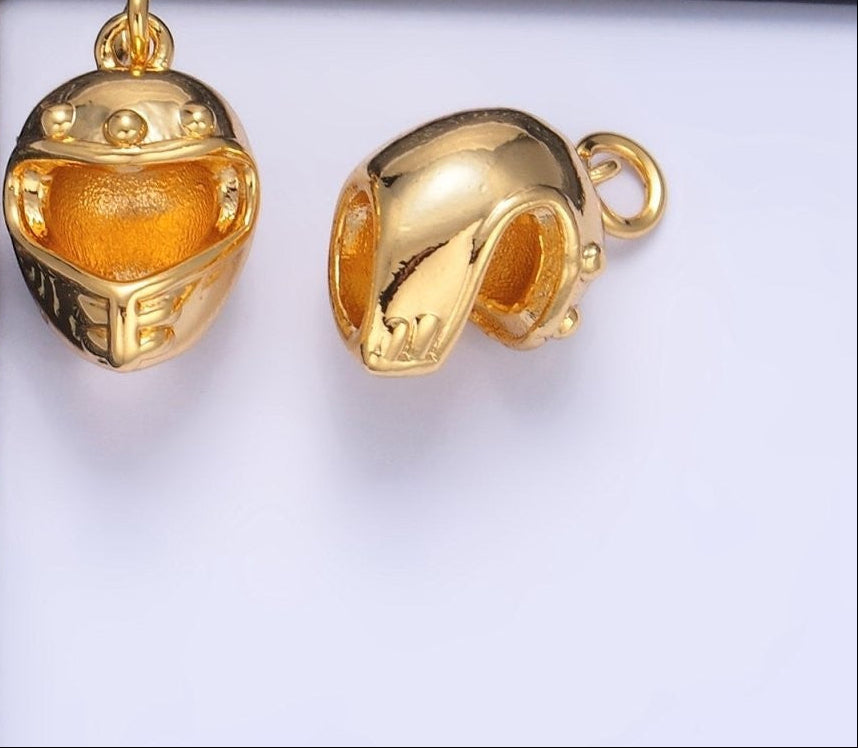 24K Gold Filled Motorcycle Helmet Multidimensional 3D Charm