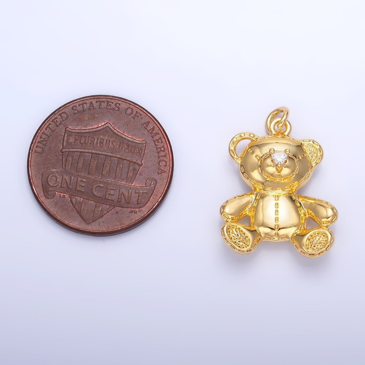 24K Gold Filled Teddy Bear Toy Animal Charm in Gold or Silver
