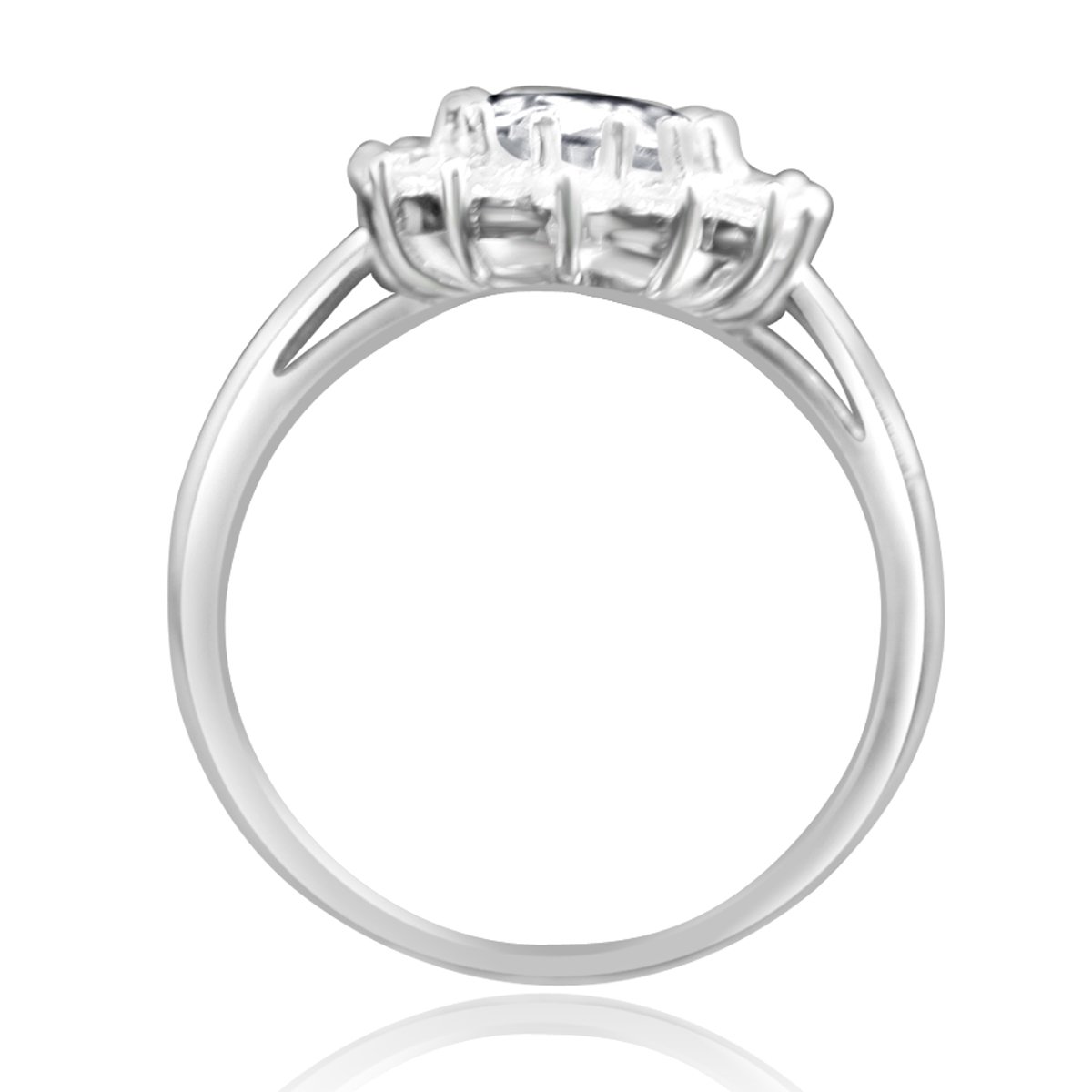 Gorgeous Sterling Silver Platinum Plated 2.5CT Oval Cut Cubic Zirconia Ring