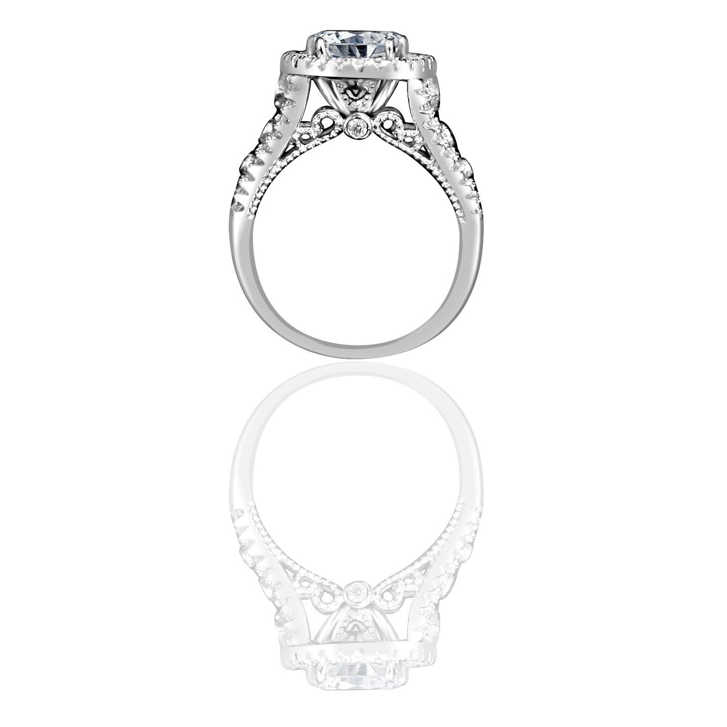 Platinum Plated Sterling Silver 2.5CT Oval Cut Cubic Zirconia Ring