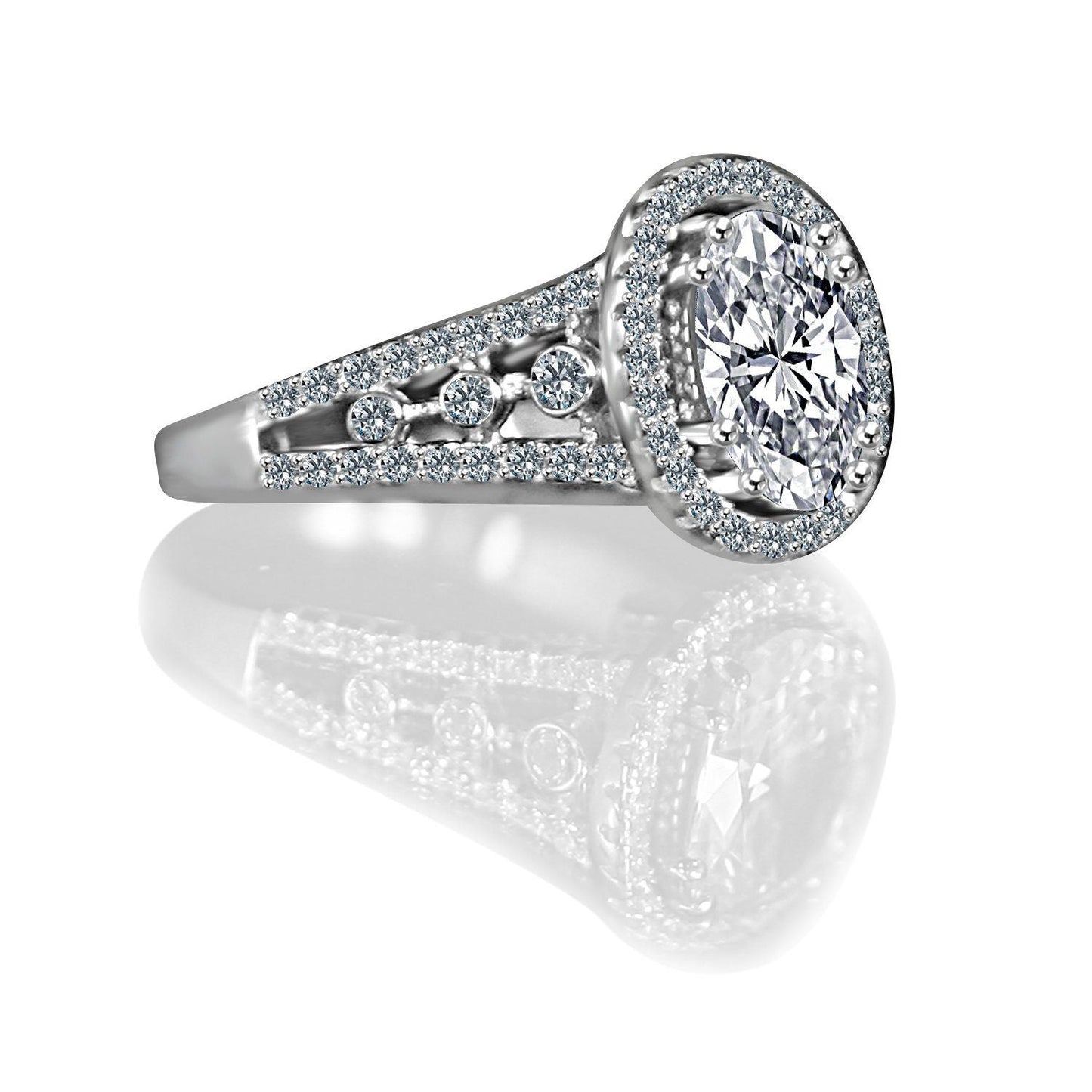 Platinum Plated Sterling Silver 2.5CT Oval Cut Cubic Zirconia Ring