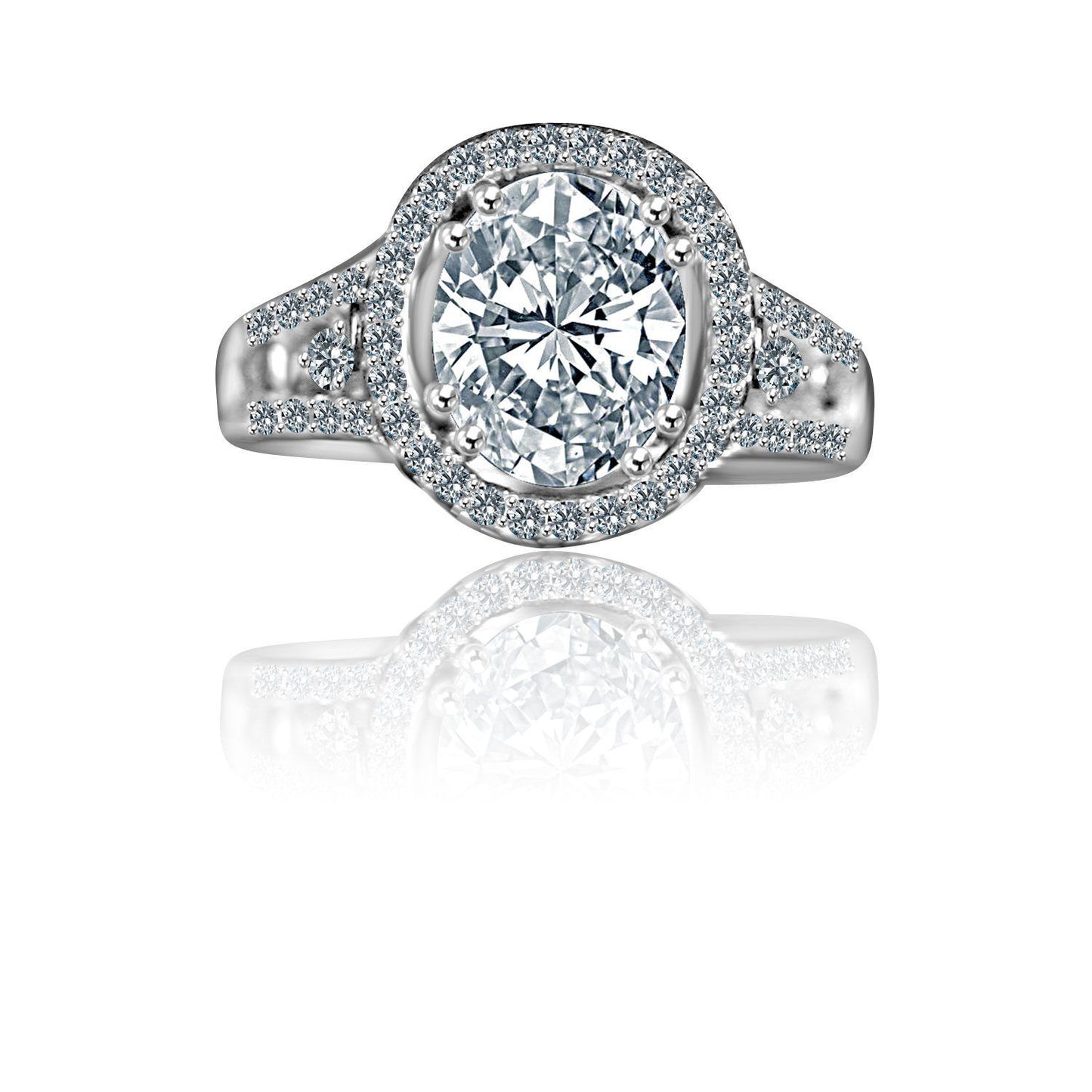 Platinum Plated Sterling Silver 2.5CT Oval Cut Cubic Zirconia Ring