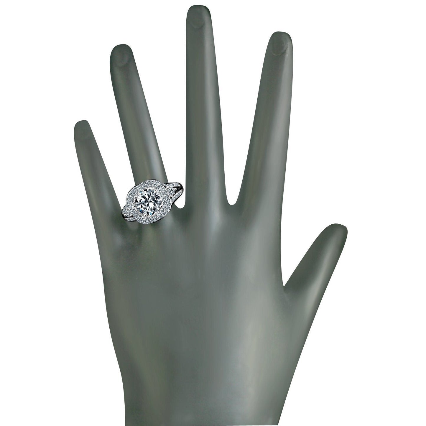 Radiant 2CT Round Cut Zirconia Ring Sterling Silver