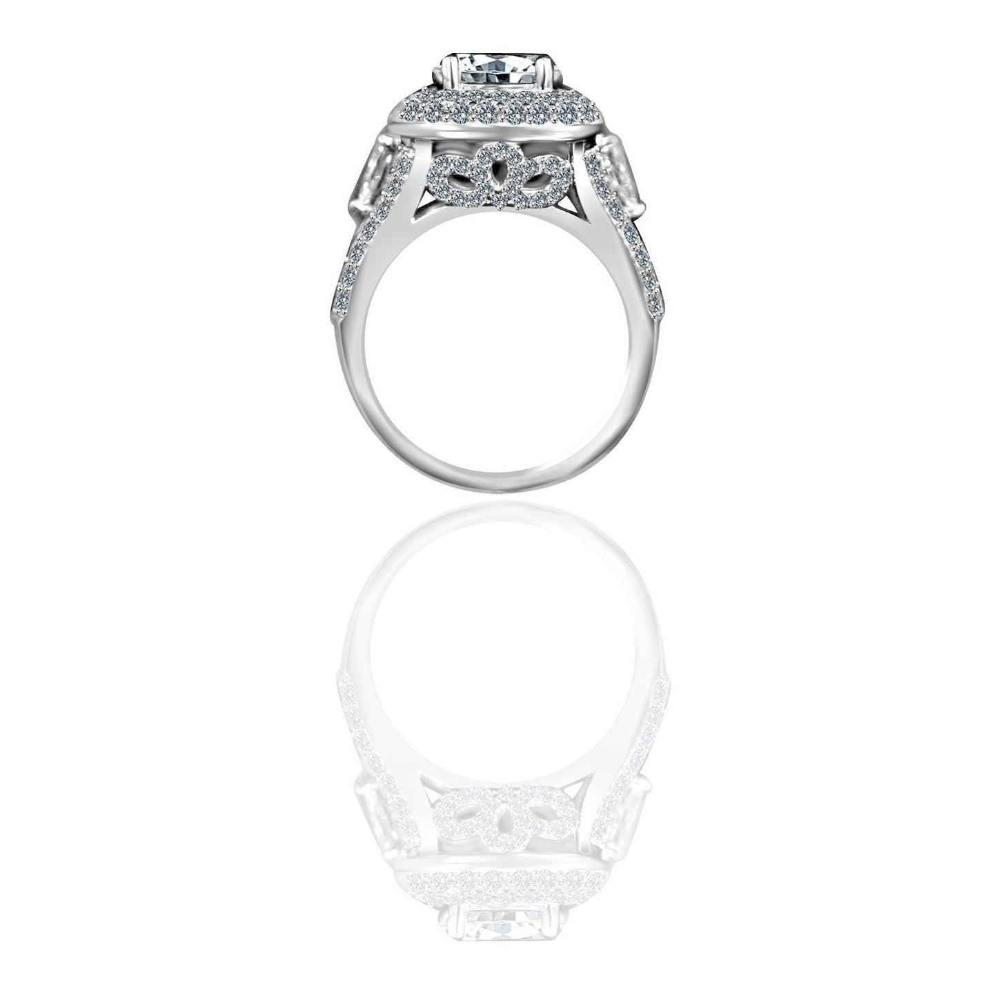 Radiant 2CT Round Cut Zirconia Ring Sterling Silver