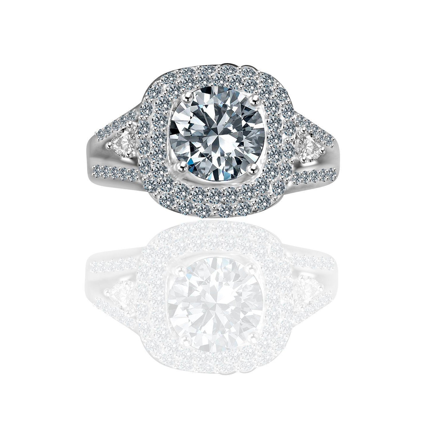 Radiant 2CT Round Cut Zirconia Ring Sterling Silver