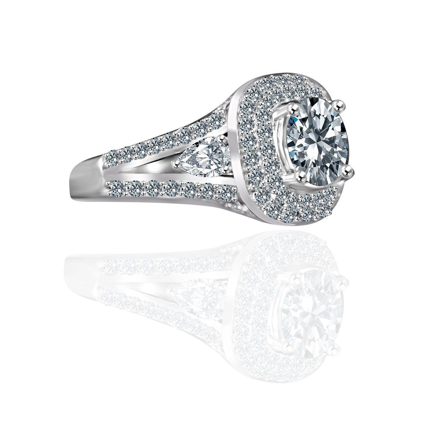 Radiant 2CT Round Cut Zirconia Ring Sterling Silver