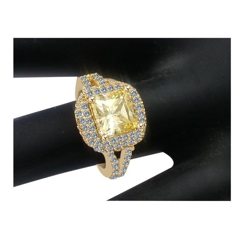 Sterling Silver 2CT Square Princess Cut Cubic Zirconia Ring