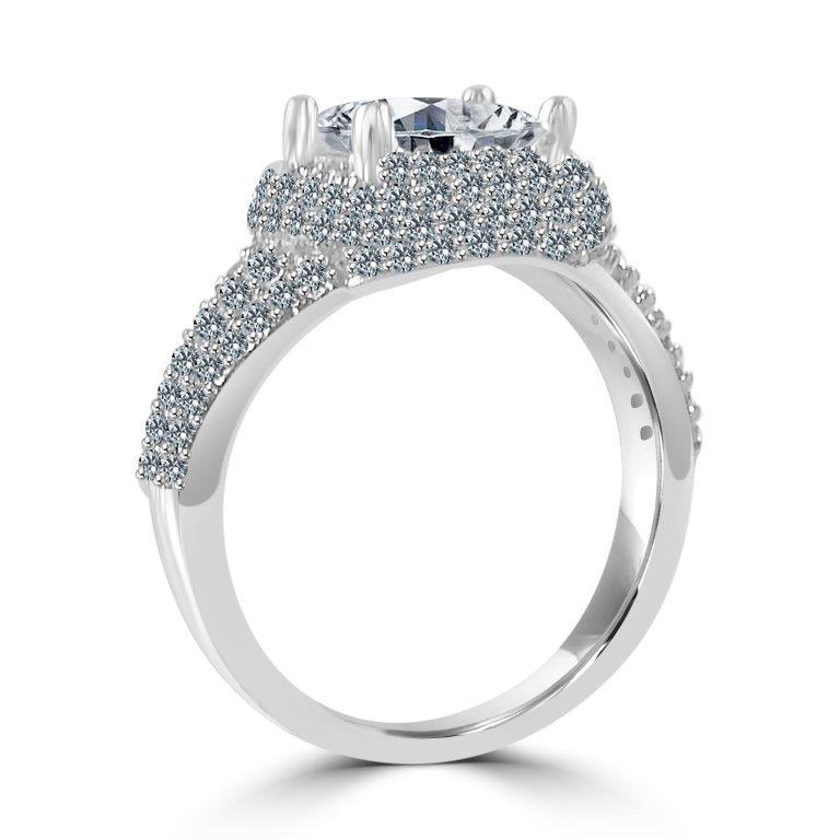 Sterling Silver 2CT Square Princess Cut Cubic Zirconia Ring