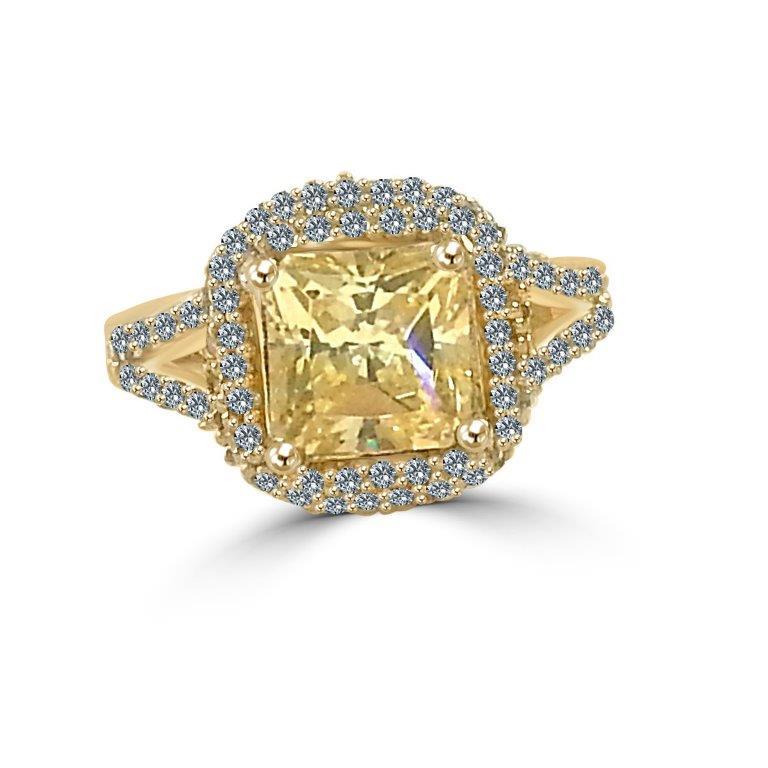 Sterling Silver 2CT Square Princess Cut Cubic Zirconia Ring