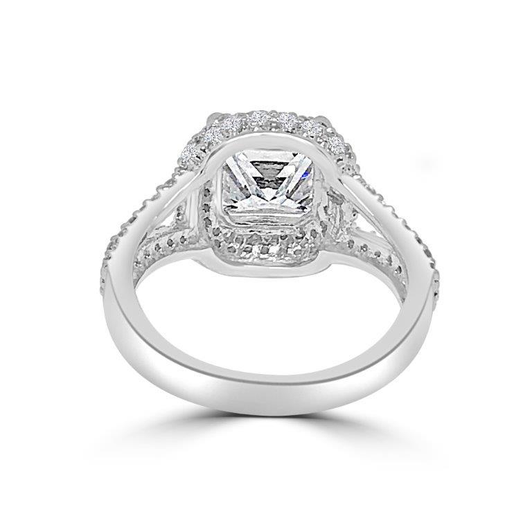 Sterling Silver 2CT Square Princess Cut Cubic Zirconia Ring