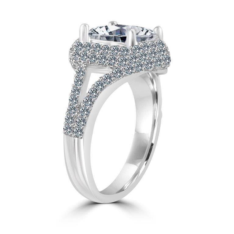 Sterling Silver 2CT Square Princess Cut Cubic Zirconia Ring