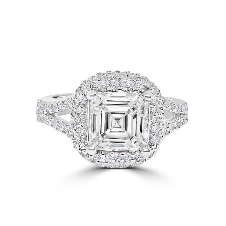 Sterling Silver 2CT Square Princess Cut Cubic Zirconia Ring