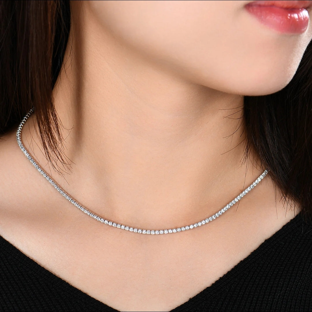 Exceptionally Brilliant Round Cubic Zirconia Tennis Necklace