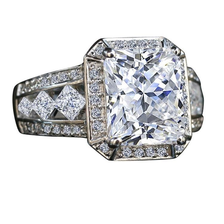 Radiant Cubic Zirconia Vintage Sterling SIlver Ring