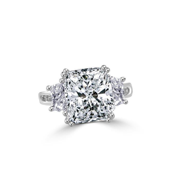 Sterling Silver 3.5CT Three Stone Cubic Zirconia Engagement Ring