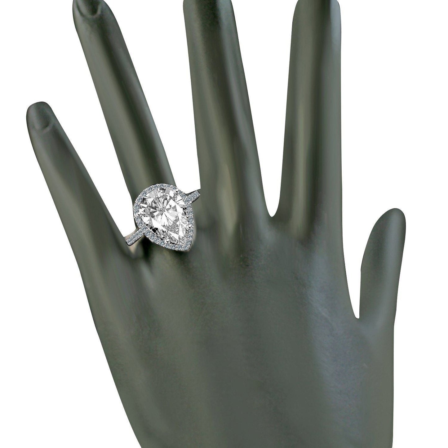 Pear Cut Cubic Zirconia Sterling Silver Ring 3CT or 4CT