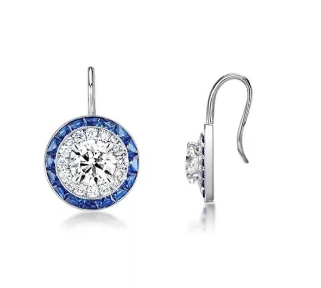 4CT Vintage Style Cubic Zirconia Round Earrings