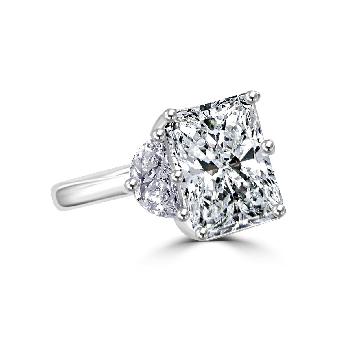 Radiant 5CT Cubic Zirconia Three Stone Sterling Silver Ring
