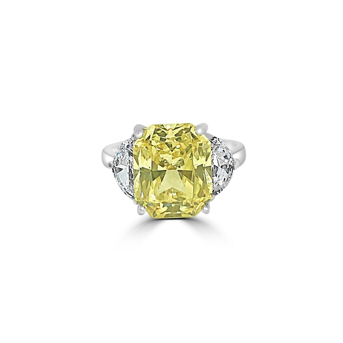 Radiant 5CT Cubic Zirconia Three Stone Sterling Silver Ring