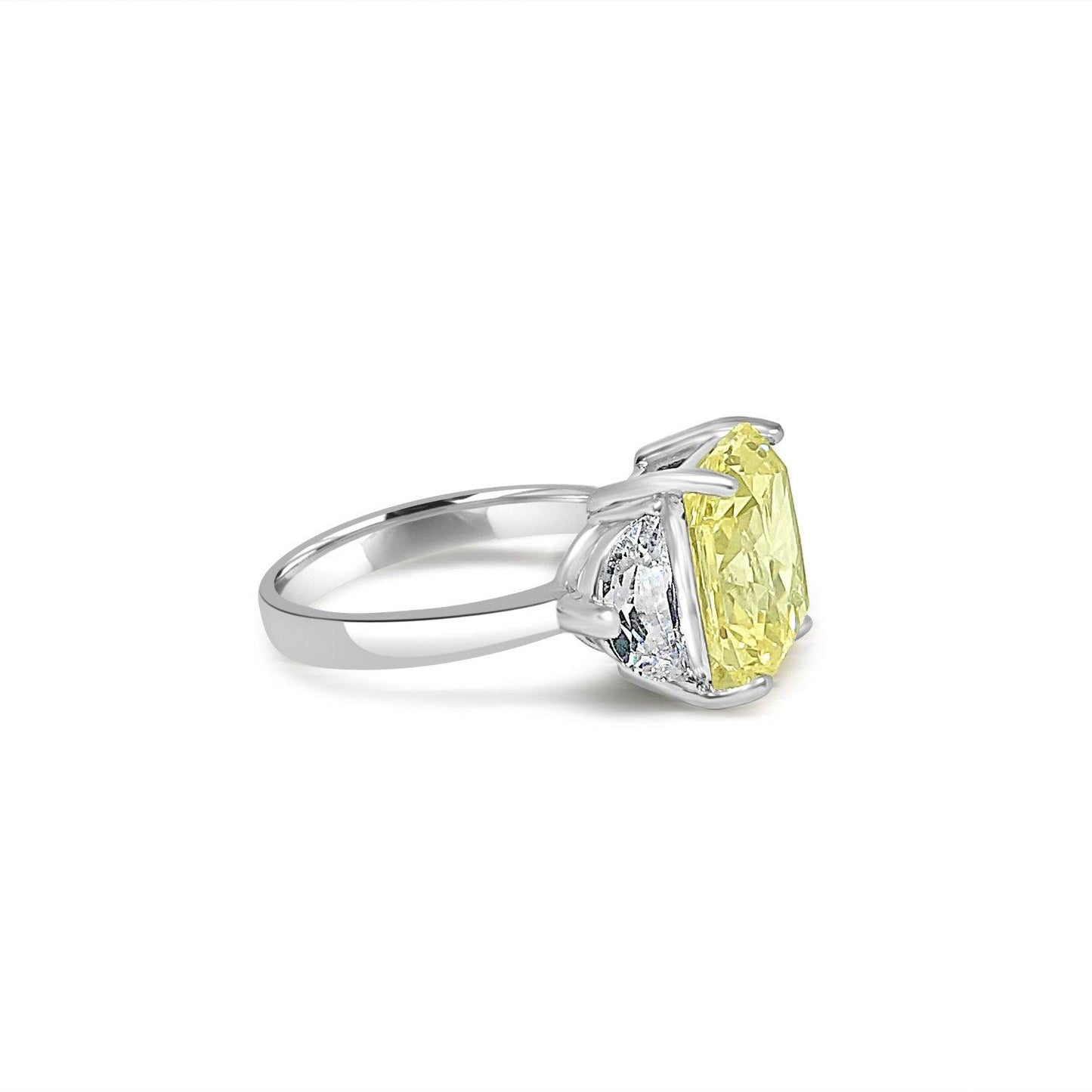 Radiant 5CT Cubic Zirconia Three Stone Sterling Silver Ring