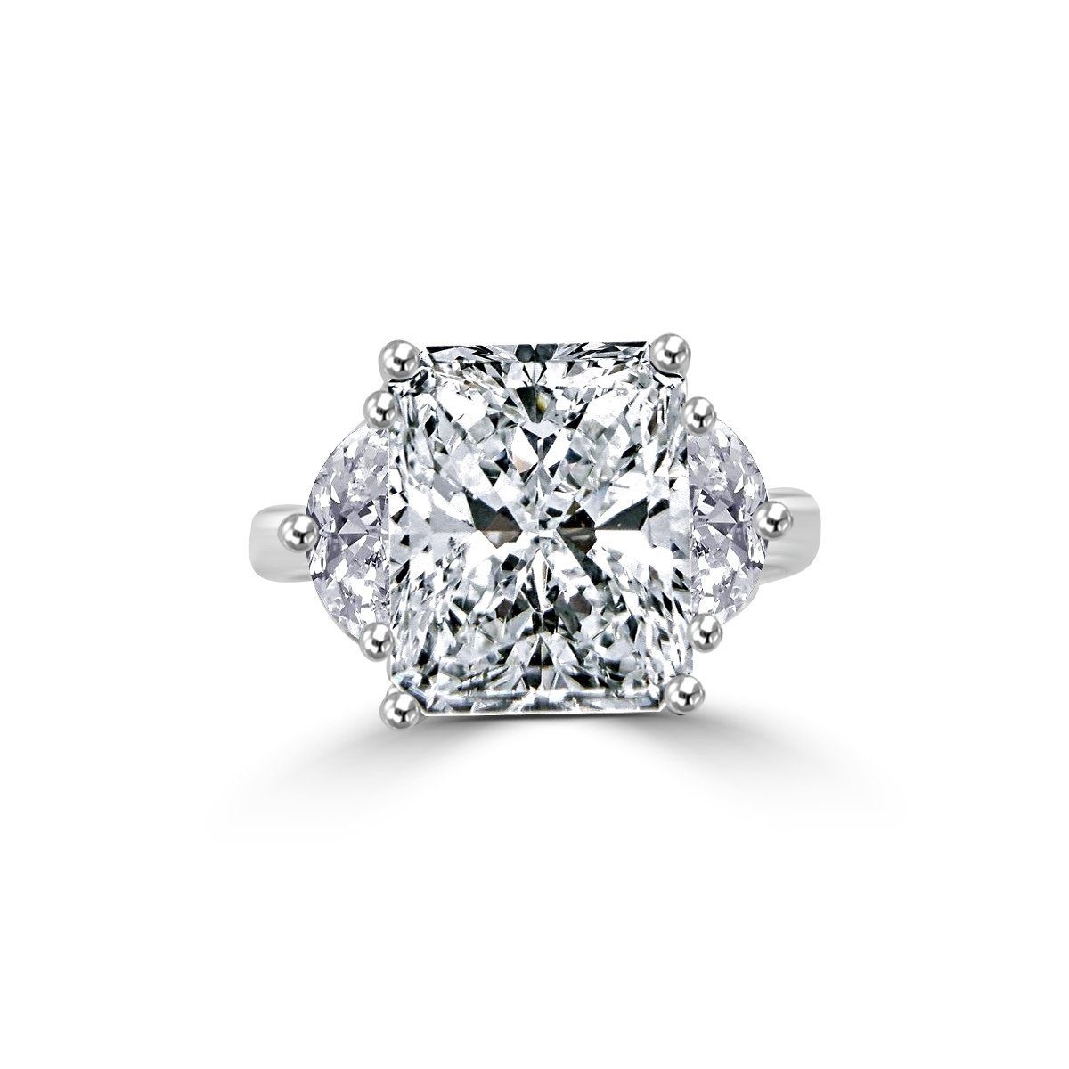 Radiant 5CT Cubic Zirconia Three Stone Sterling Silver Ring