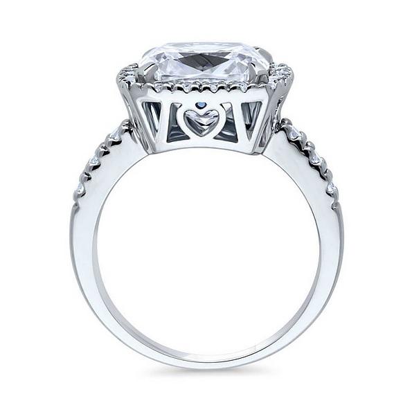 Classic Halo Setting 5CT Cushion Cut Cubic Zirconia Ring