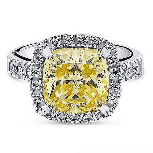Classic Halo Setting 5CT Cushion Cut Cubic Zirconia Ring