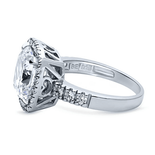 Classic Halo Setting 5CT Cushion Cut Cubic Zirconia Ring