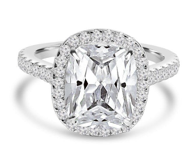 Sterling Silver 5CT Radiant Cushion Cut Cubic Zirconia Ring