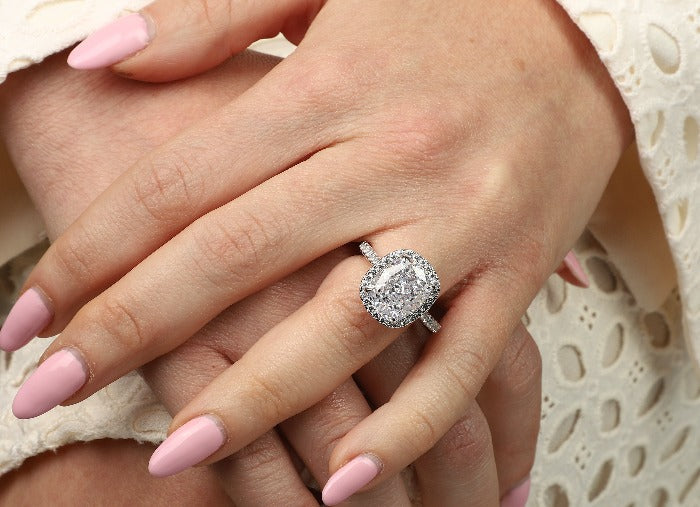 Sterling Silver 5CT Radiant Cushion Cut Cubic Zirconia Ring
