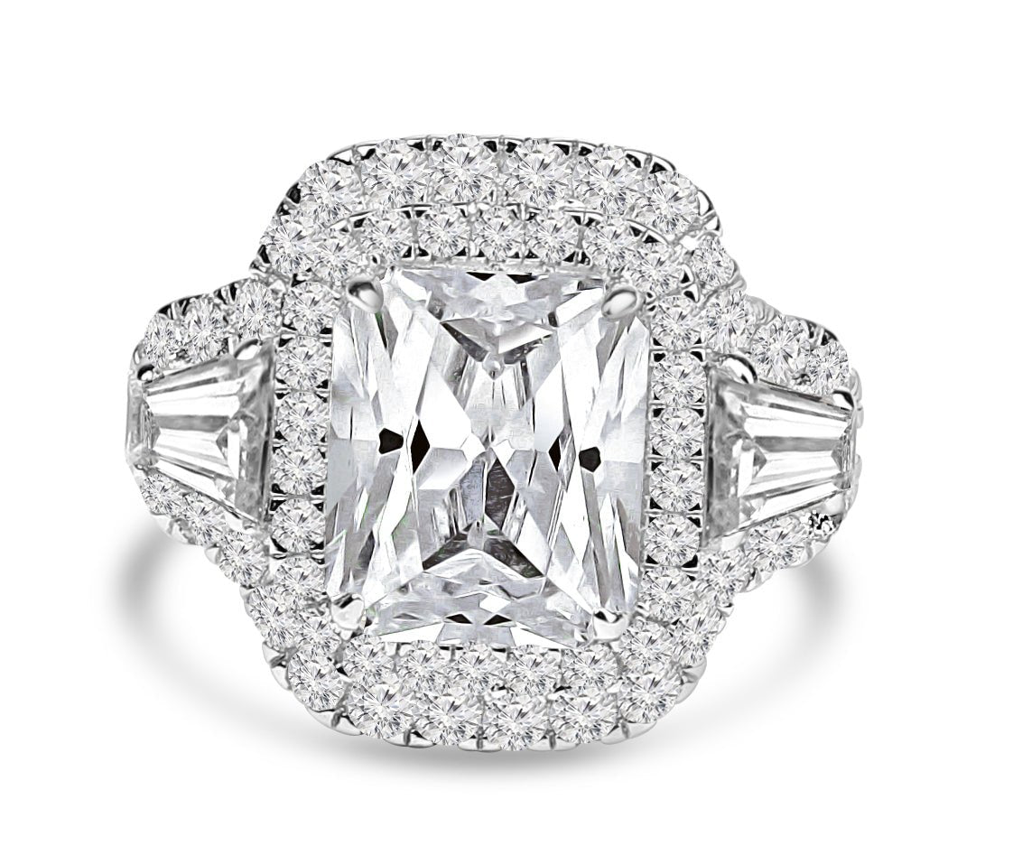 5CT Cushion Cut Sterling Silver Cubic Zirconia Ring