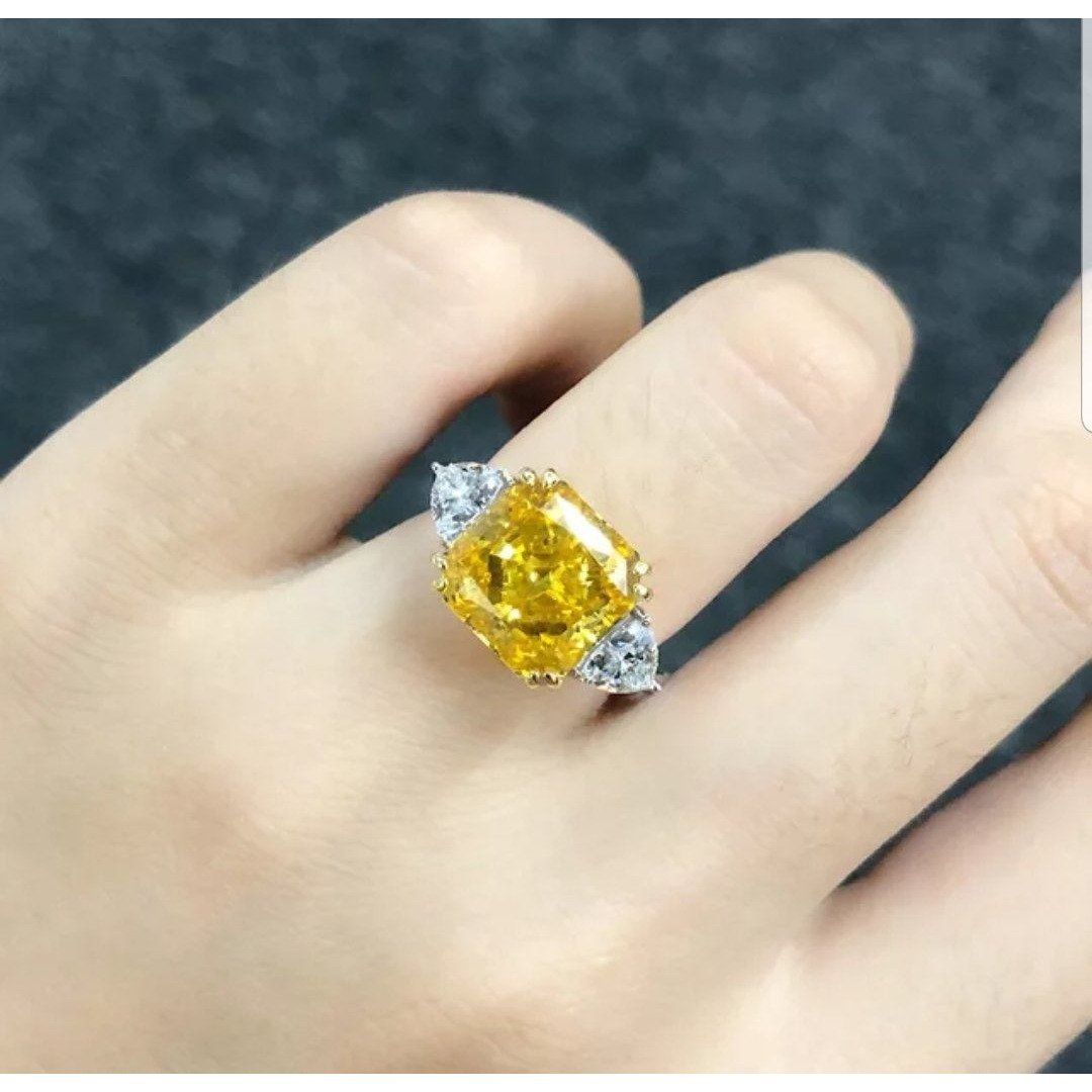Three Stone Square Cubic Zirconia Engagement Ring