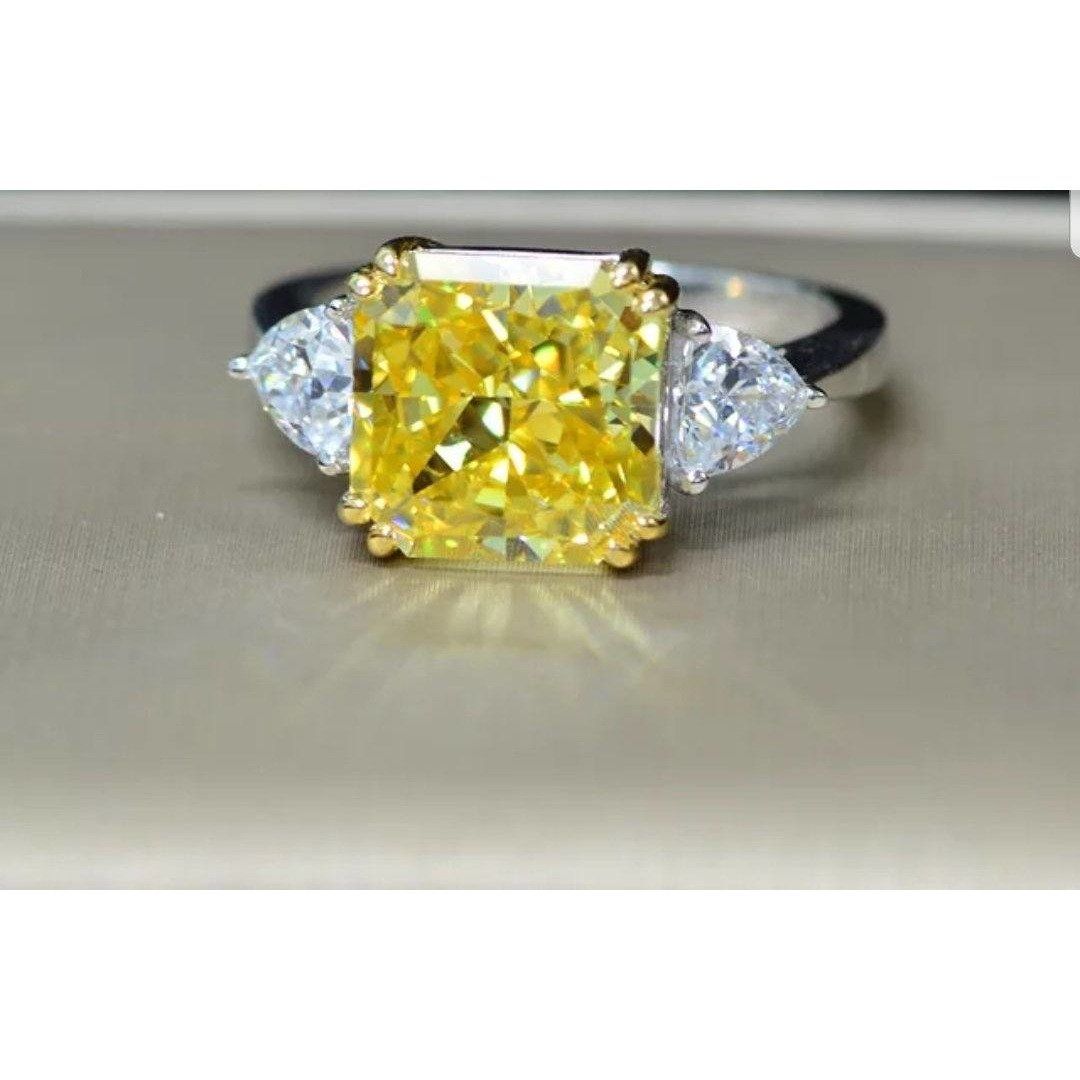 Three Stone Square Cubic Zirconia Engagement Ring