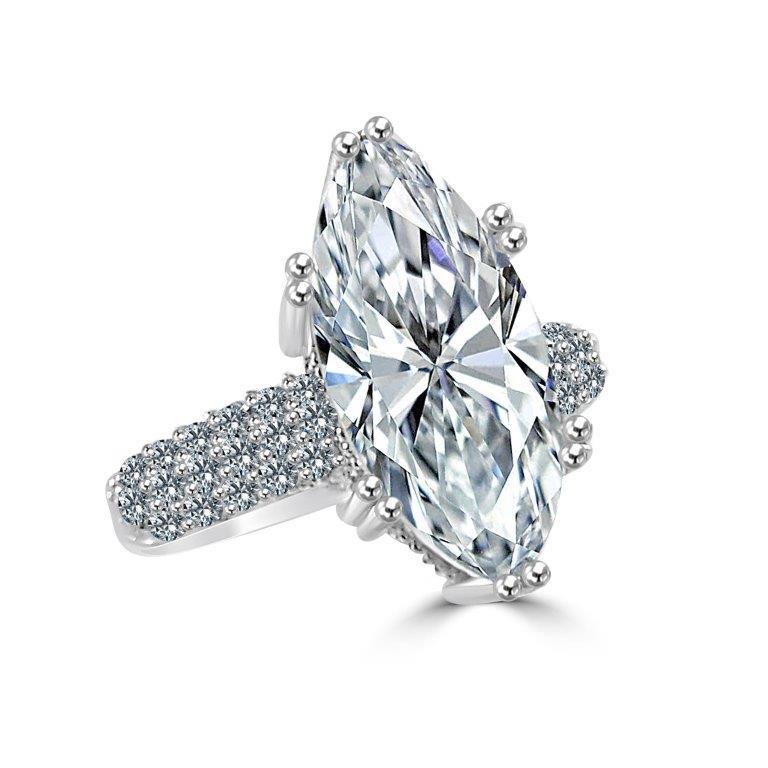 Stunning Cubic Zirconia Marquis Solitaire Sterling Silver Ring