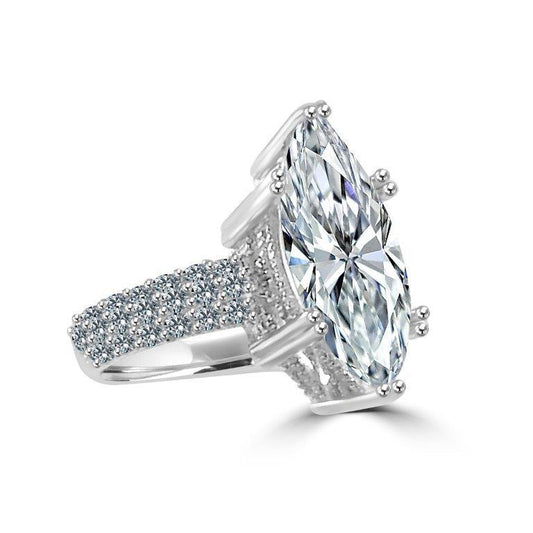 Stunning Cubic Zirconia Marquis Solitaire Sterling Silver Ring