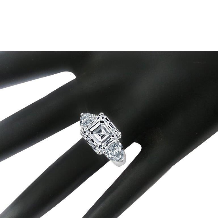 Intensely Radiant 5CT Three Stone Asscher Cut Cubic Zirconia Ring