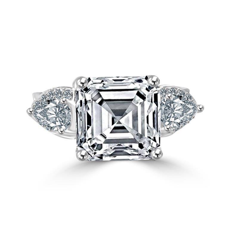 Intensely Radiant 5CT Three Stone Asscher Cut Cubic Zirconia Ring
