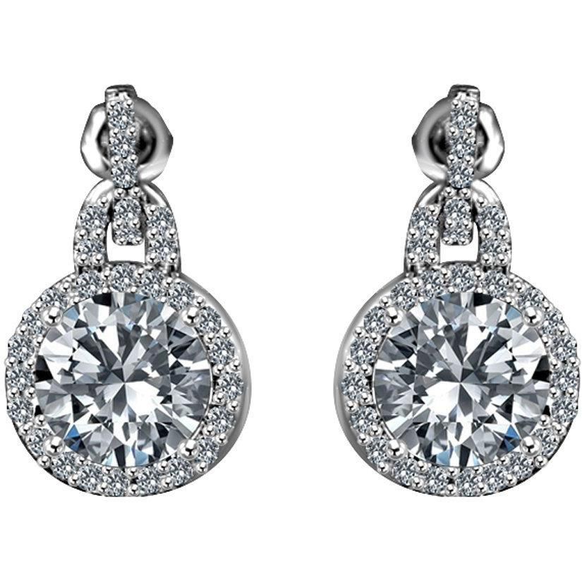 6CT Round Cubic Zirconia Sterling Silver Earrings
