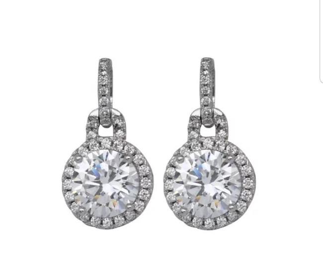 6CT Round Cubic Zirconia Sterling Silver Earrings