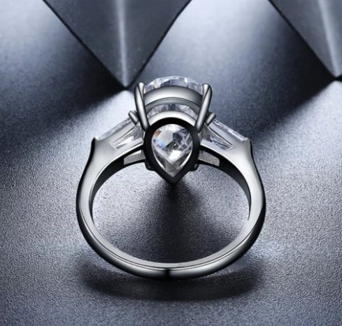 6CT Pear Cubic Zirconia Engagement Ring