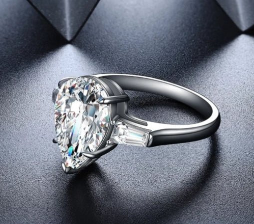 6CT Pear Cubic Zirconia Engagement Ring
