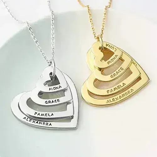 Custom Mom Heart Necklace, Personalized Grandma Jewelry, Nana Necklace