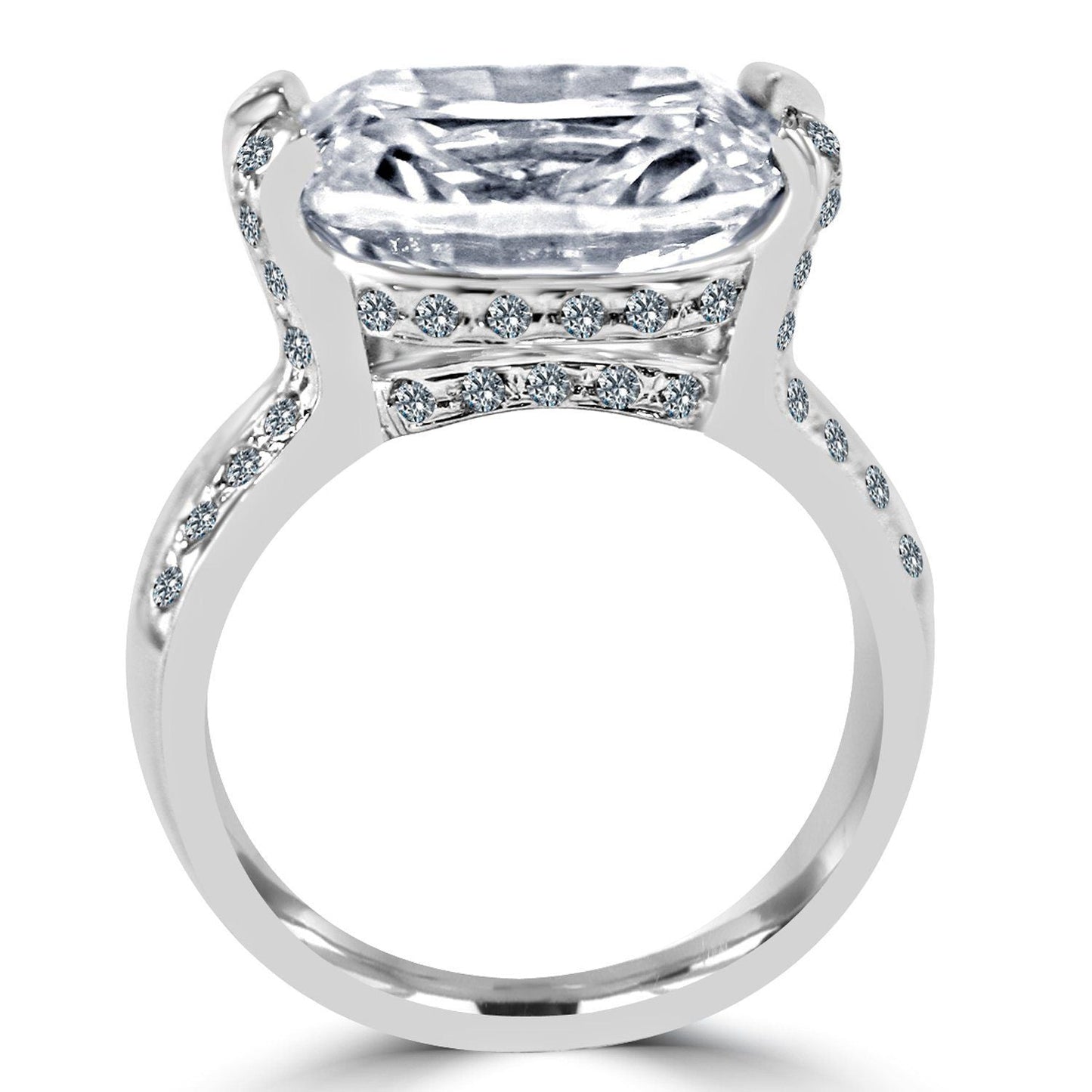 Platinum Plated 8CT Cushion Cut Cubic Zirconia Ring
