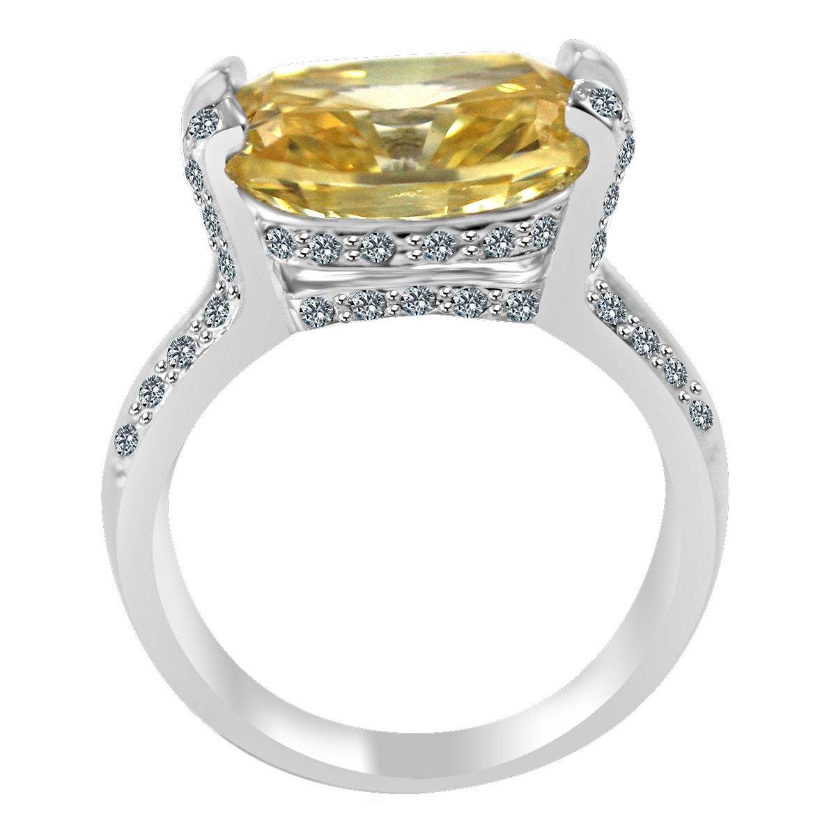 Platinum Plated 8CT Cushion Cut Cubic Zirconia Ring