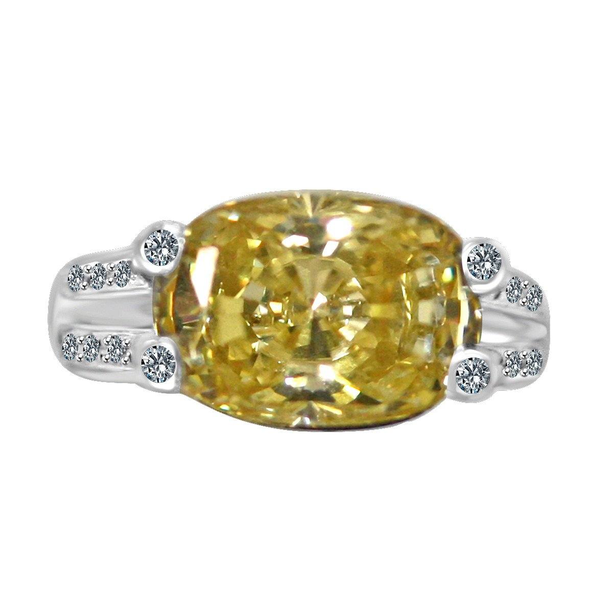 Platinum Plated 8CT Cushion Cut Cubic Zirconia Ring