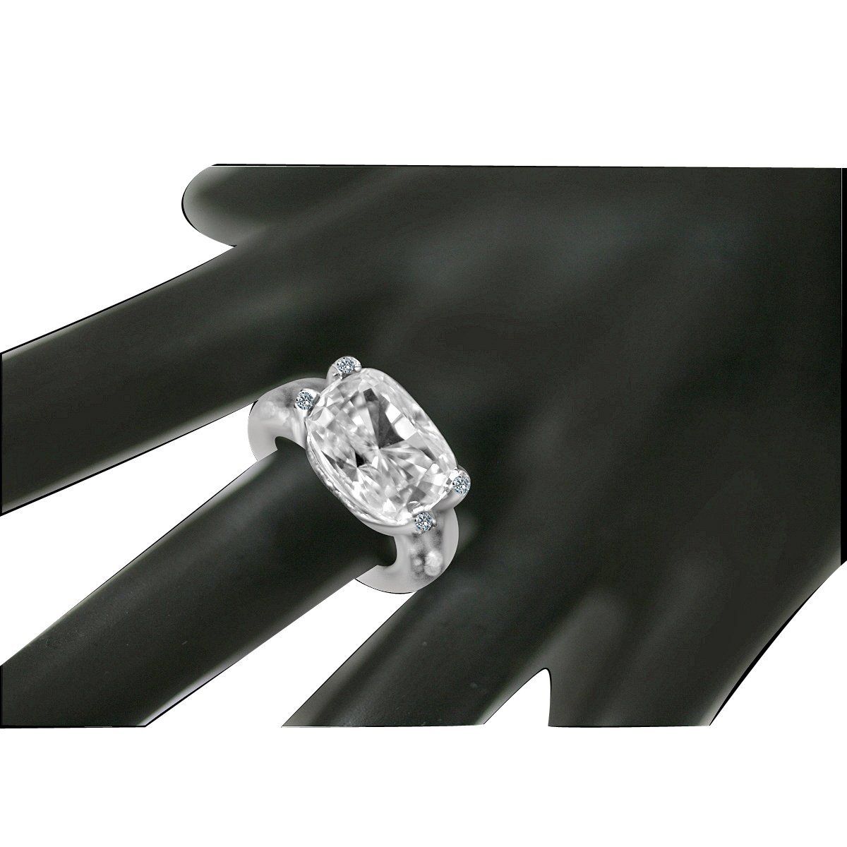 Platinum Plated 8CT Cushion Cut Cubic Zirconia Ring