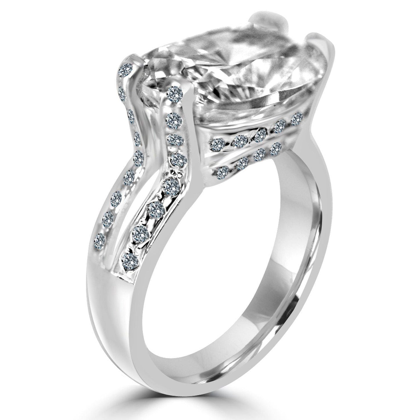 Platinum Plated 8CT Cushion Cut Cubic Zirconia Ring
