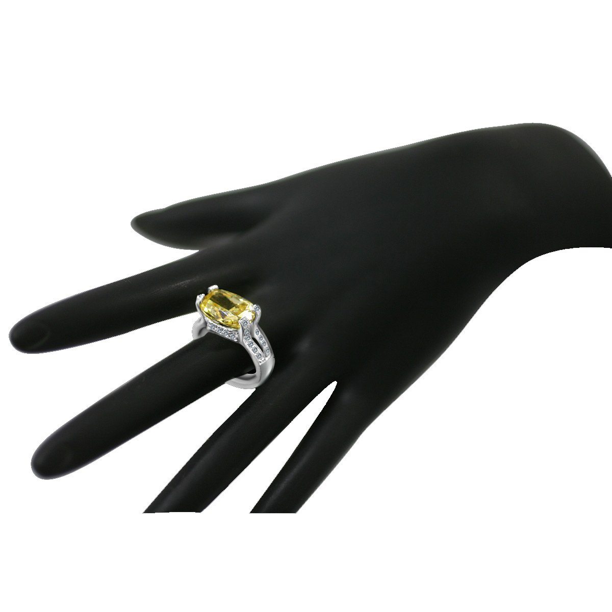 Platinum Plated 8CT Cushion Cut Cubic Zirconia Ring