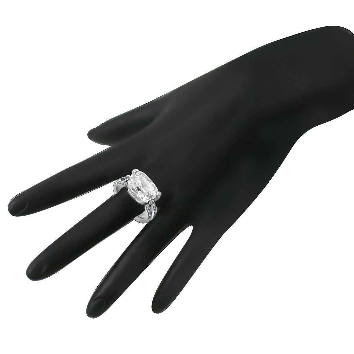 Platinum Plated 8CT Cushion Cut Cubic Zirconia Ring